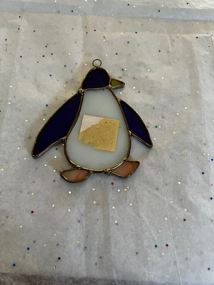 Preowned Suncatcher Stained glass window Decoration Penguin Made in Cape Cod