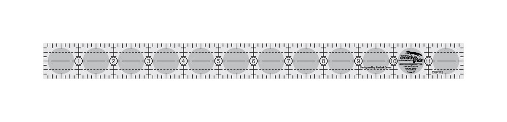 Creative Grids 1" x 12" Rectangle Sewing and Quilting Ruler CGR112