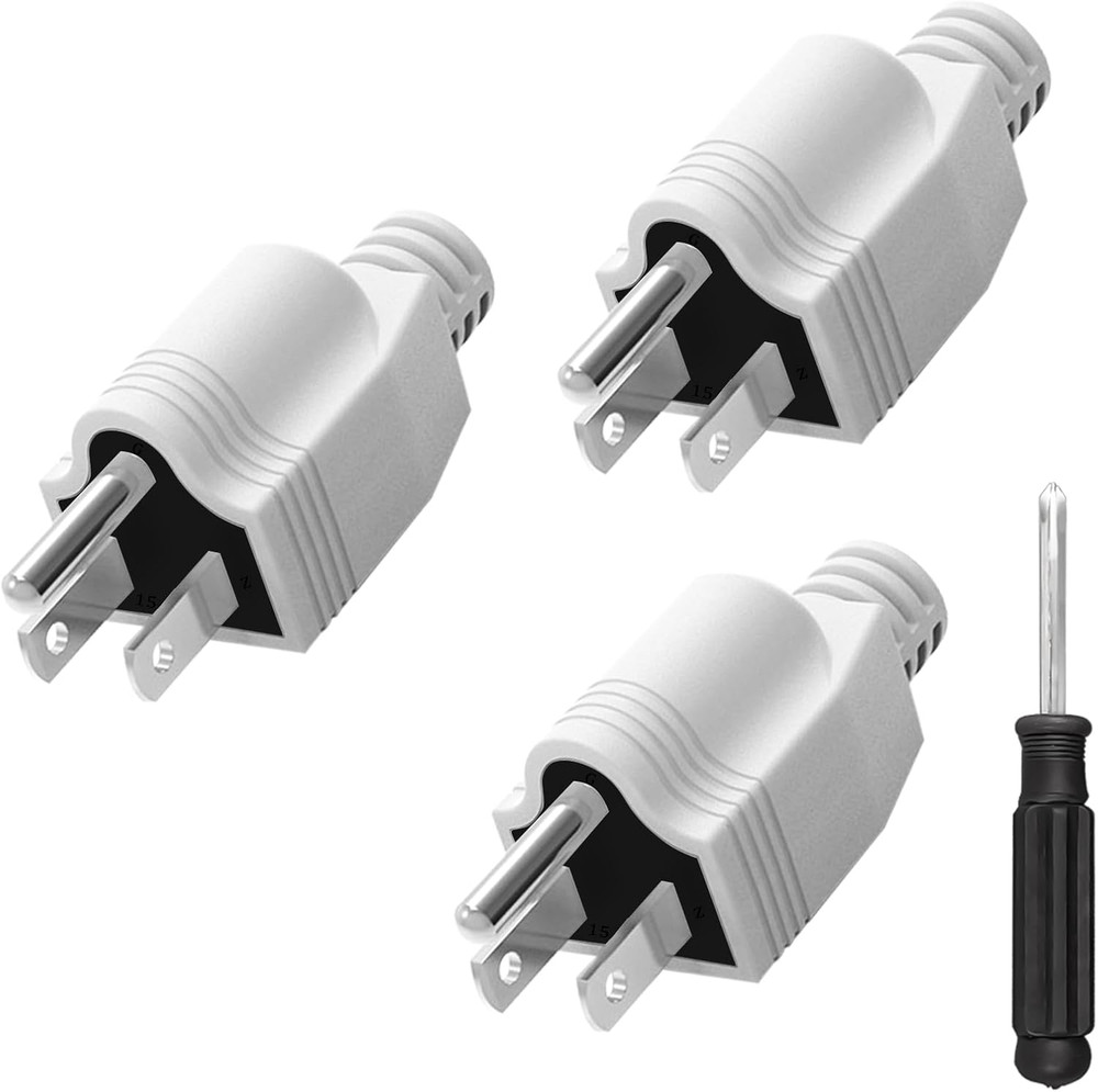 3 Prong Replacement Plug, Electrical Replacement Plugs End, 3 Pack Extension ...