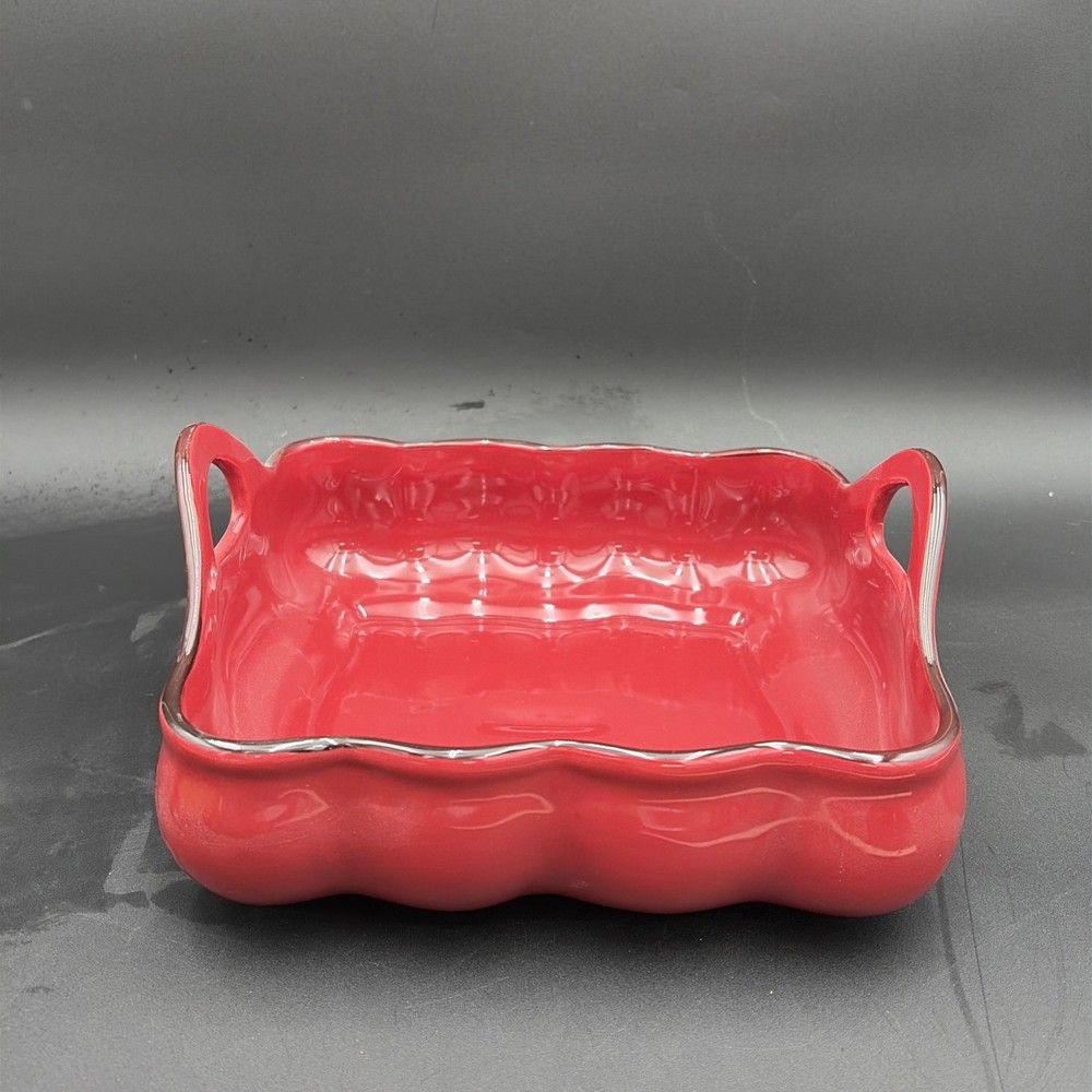 LTD Commodities 3- Piece Scalloped Ceramic Nesting Bakeware Set-Red,Green&Yellow
