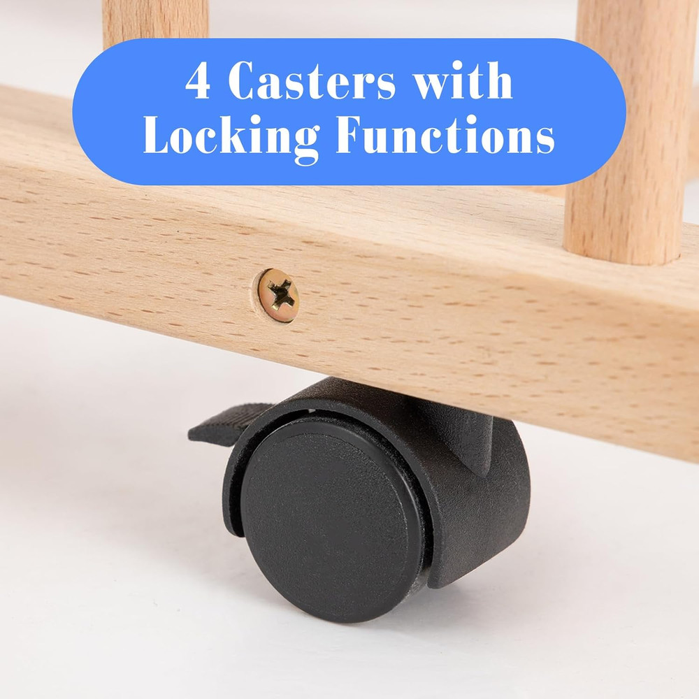 Large Art Drying Rack with Four Caster Wheels and Handle - Solid Wooden Canvas S