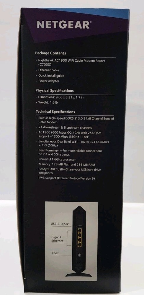 WiFi Cable Modem Router, Nighthawk AC1900 WiFi Cable Modem Router