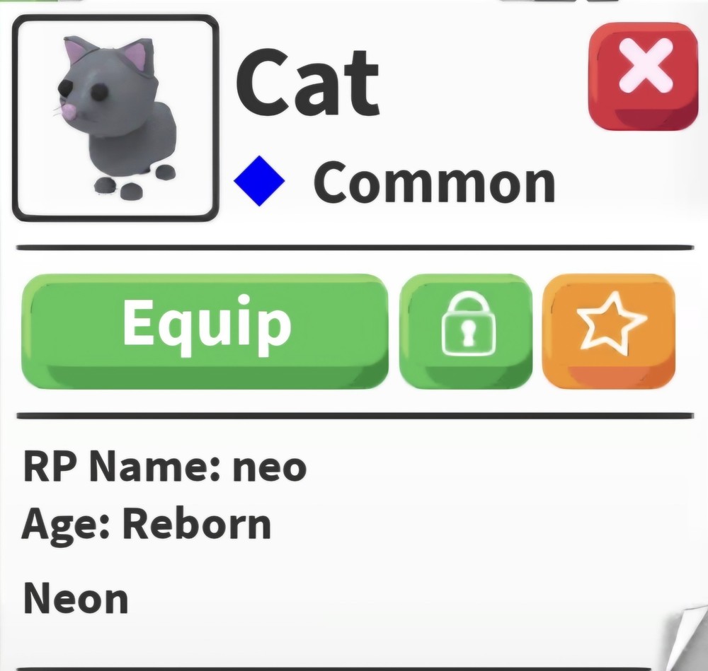 Adopt Me cat neon