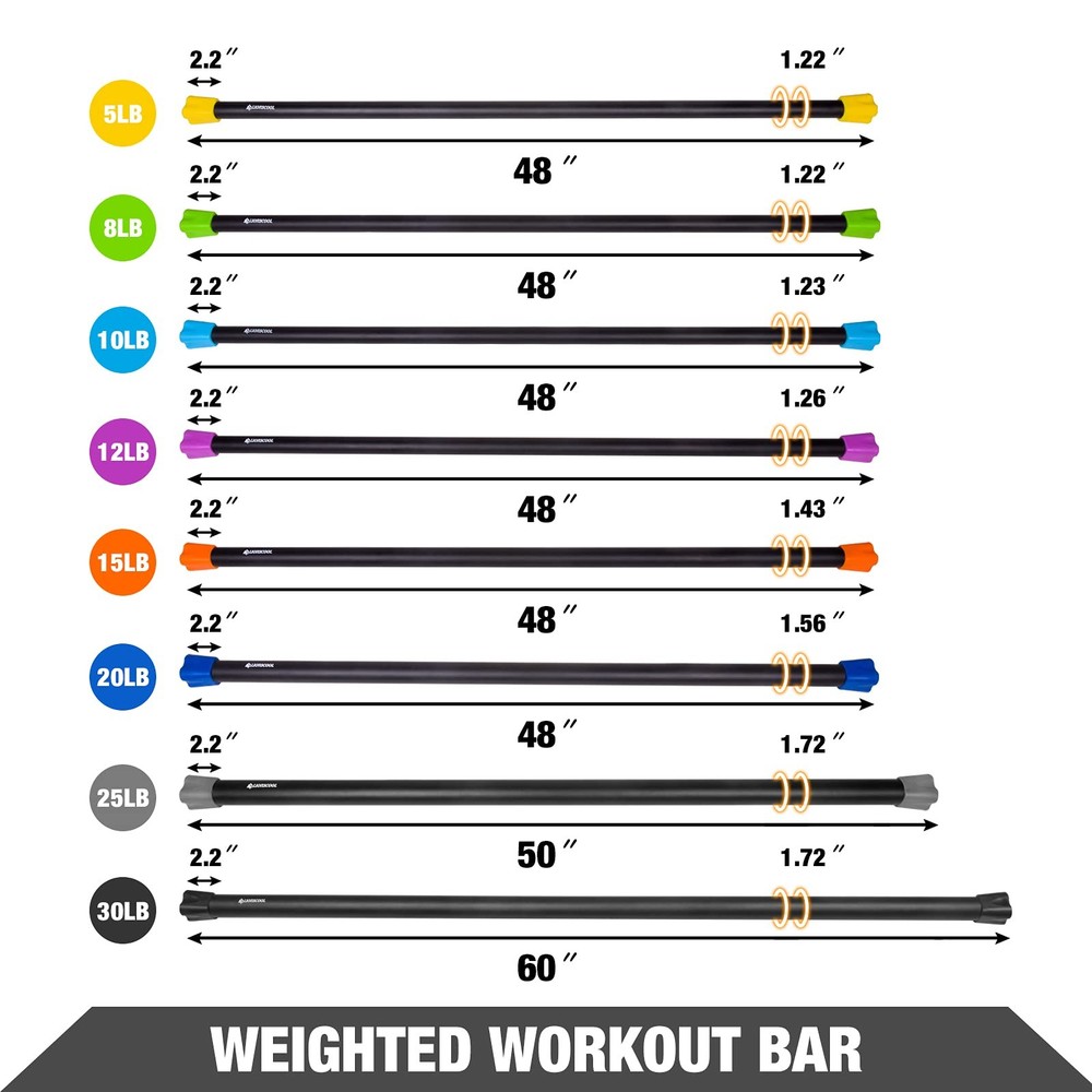 Foam Padded Strength Training Weight Bar, Solid Steel Workout Weighted Bar, 5...