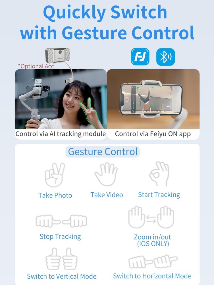 Feiyu VB4 Smartphone Gimbal Stabilizer for iPhone Android Foldable Selfie Stick