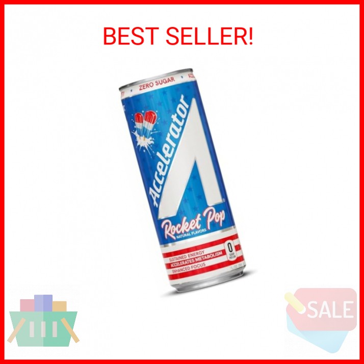 Accelerator Energy Drink, Rocket Pop 12oz can (12 pack), Zero Sugar, Sustained E