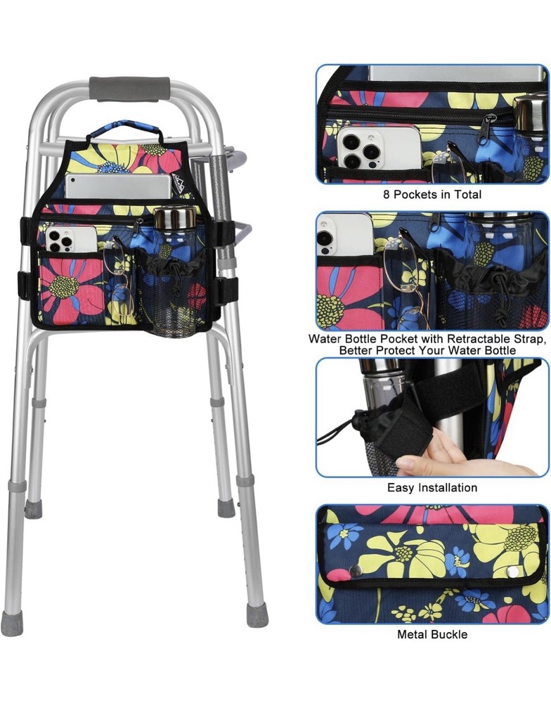 Supregear Side Walker Bag w/Cup Holder, Folding, Waterproof Walker Accessory