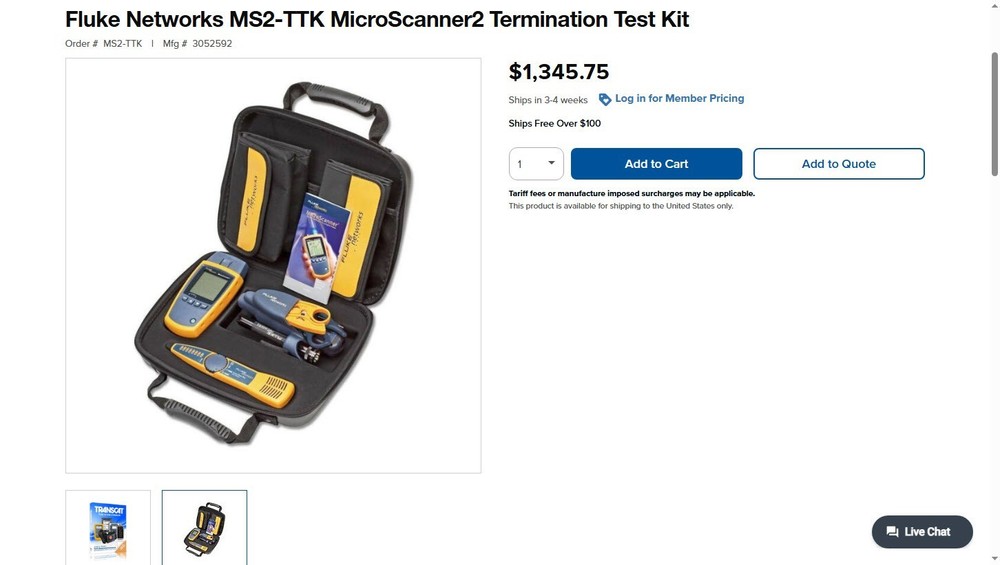 Fluke MS2-TTK MicroScanner2 Termination Test Kit - NEW