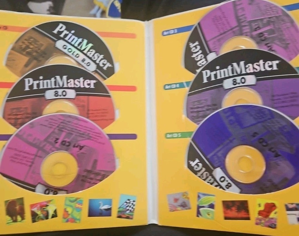 PrintMaster Gold 8.0 Install Program Art Templates 7 CD Set Windows 95/98 NT