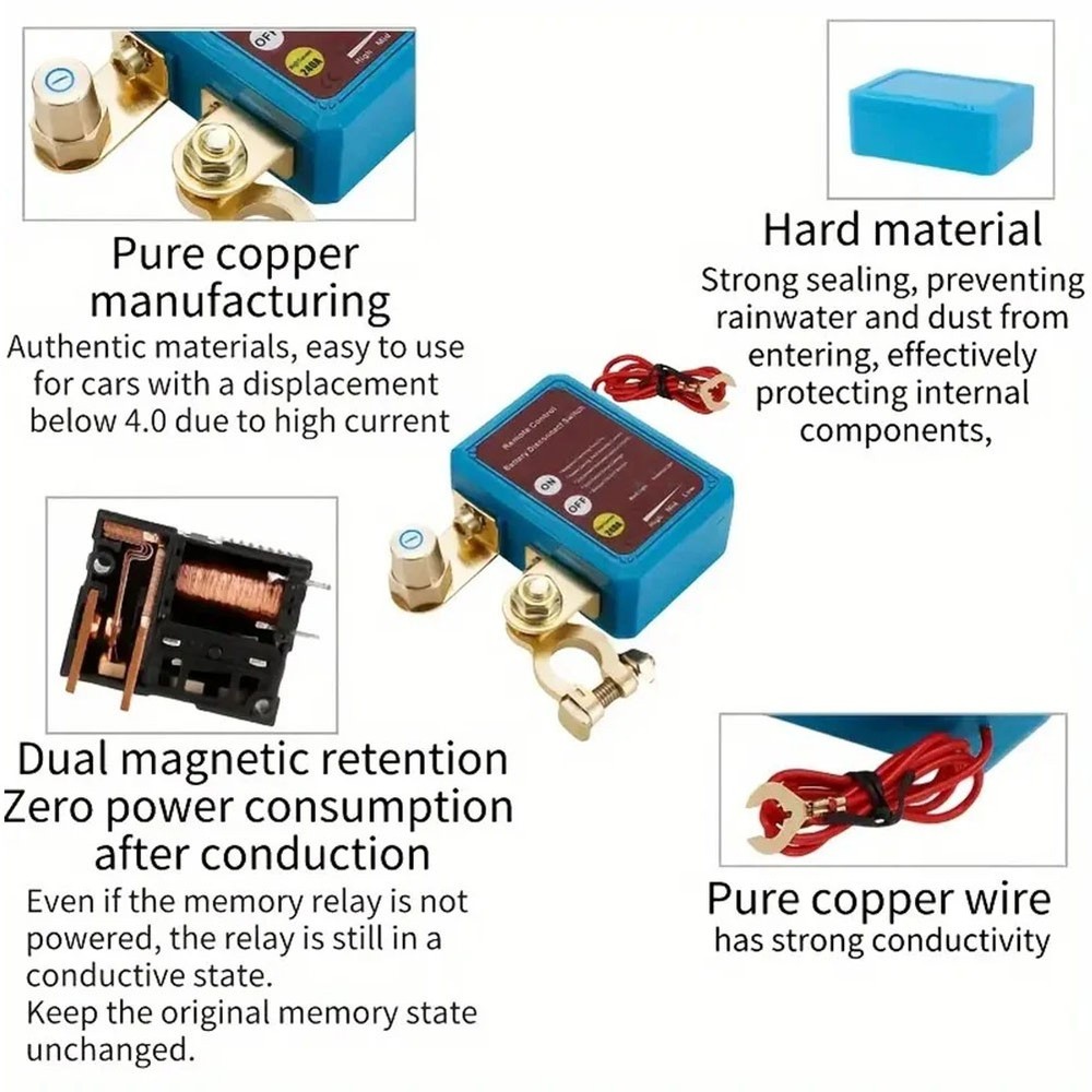 12V Car Remote Battery Disconnect Smart Voltage Kill Switch Automatic Power Off