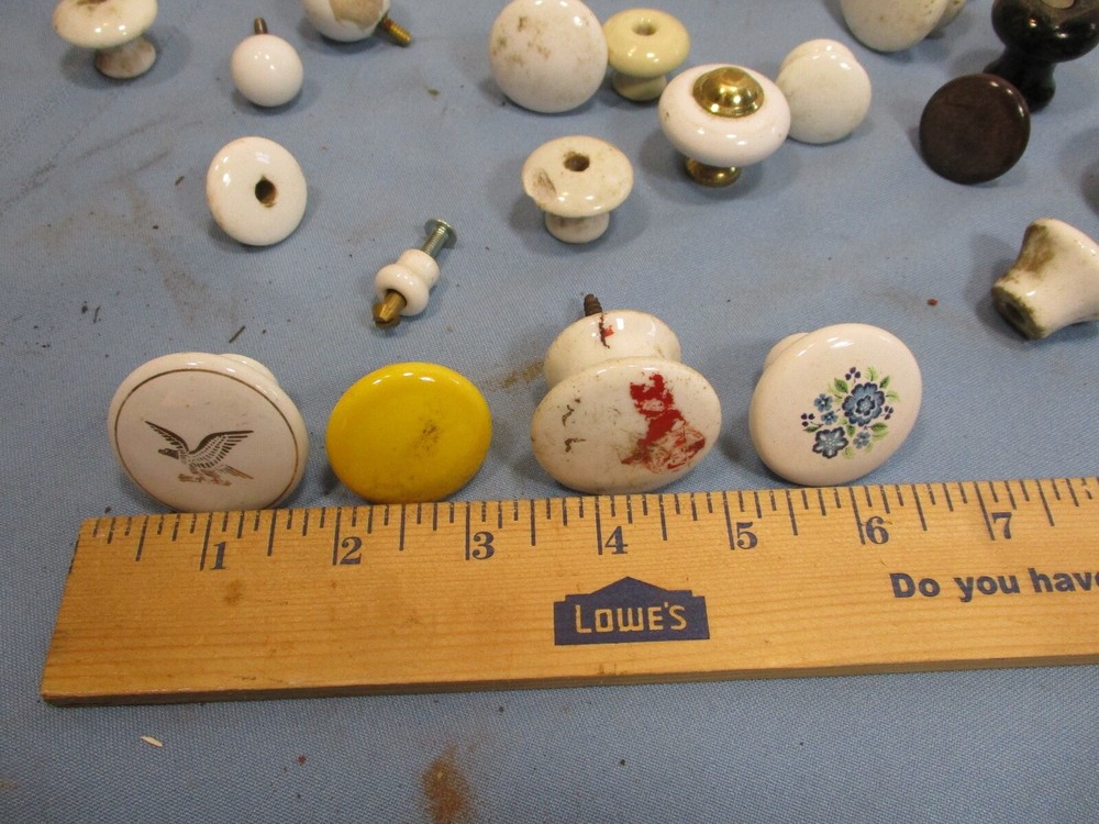 23 Porcelain Knobs / Pulls - Antique & Vintage - Nice, Worn, Used Condition