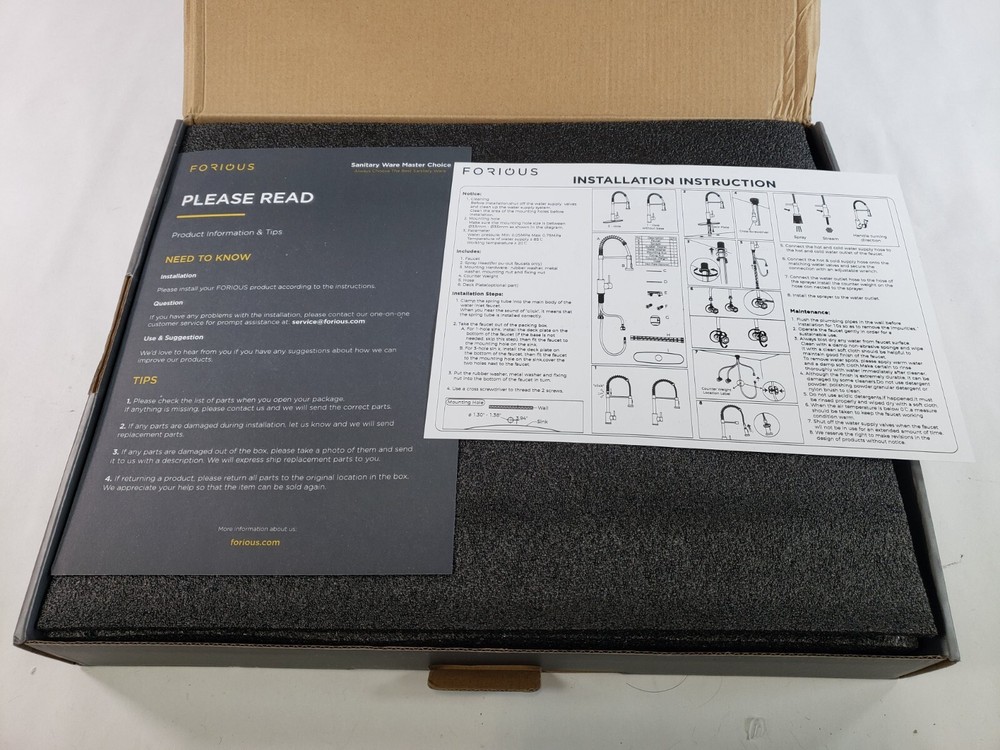 FORIOUS Black Kitchen Faucet with LOOSE Pull Down Sprayer - Read Description