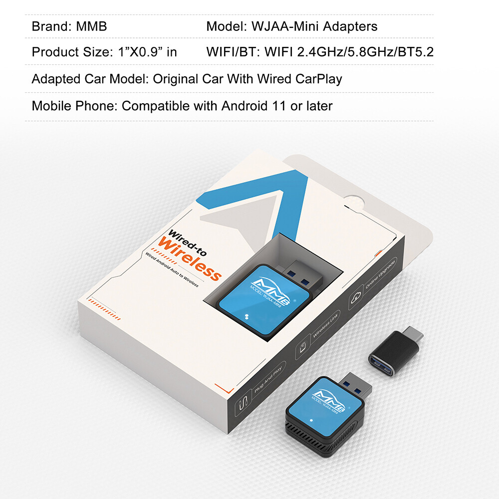 Android Auto Wireless Adapter Mini Android Auto Dongle for OEM Wired Android Car