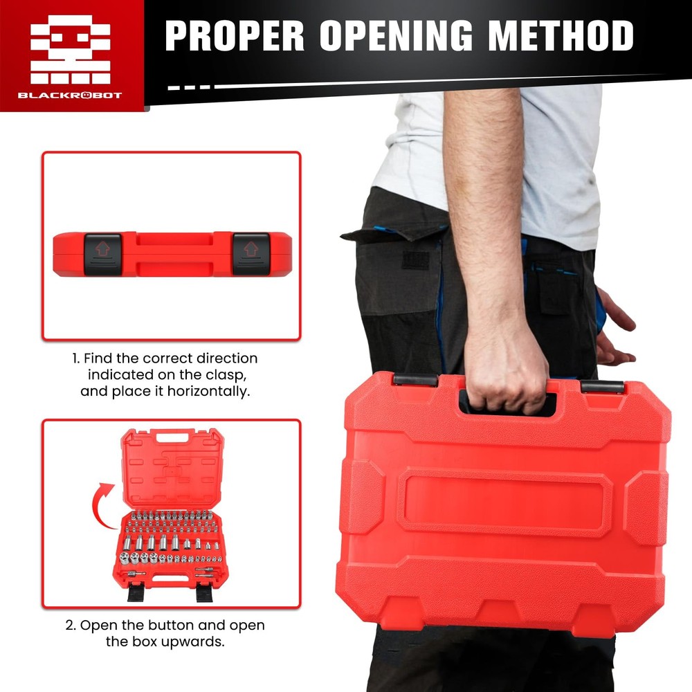 67-Piece Master Torx Bit Socket and E-Torx Socket Set, 1/4” 3/8” 1/2” Drive(E...