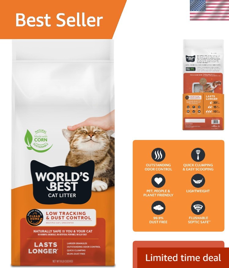 8lbs Natural Corn Cat Litter - Quick Clumping & Long-Lasting Odor Control