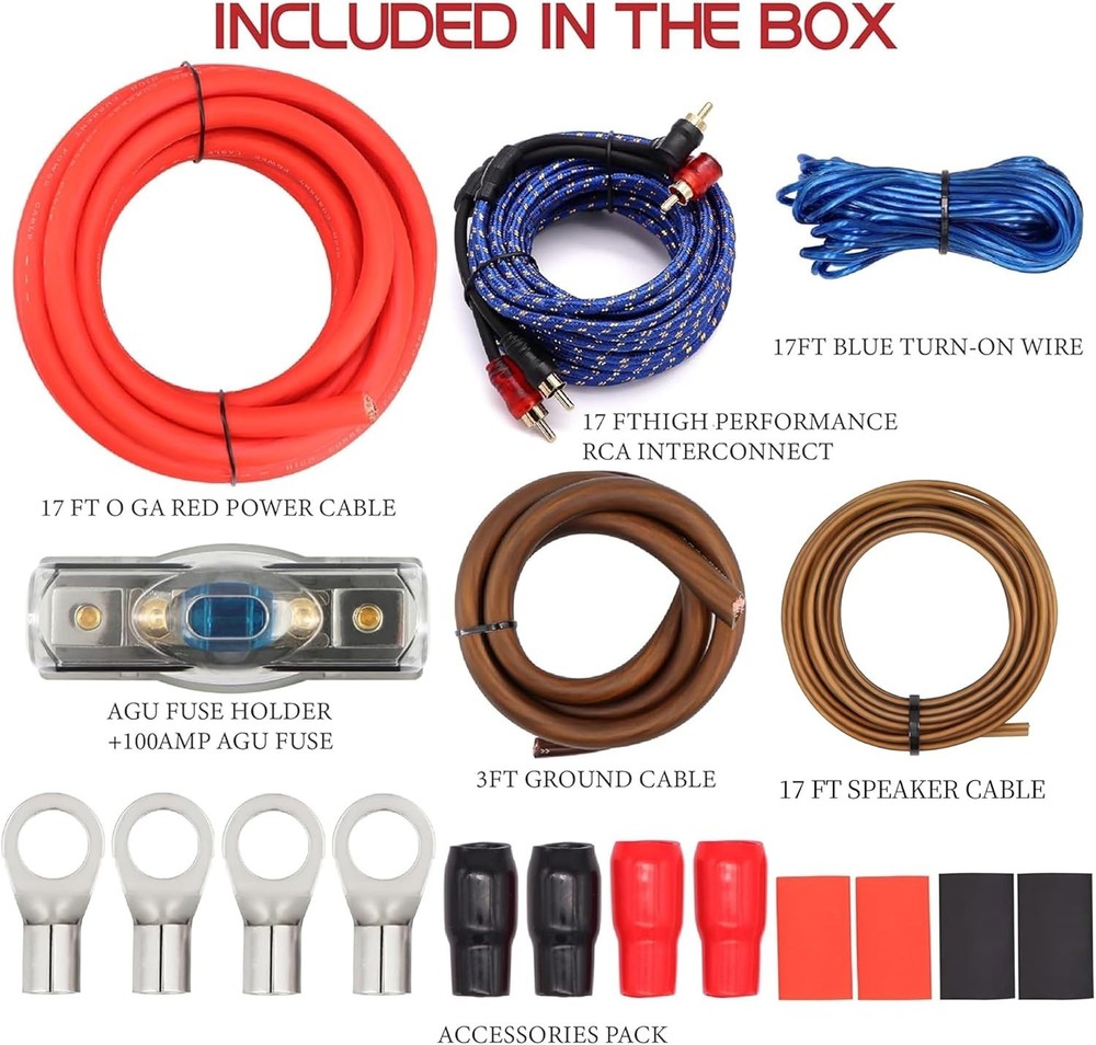Complete 0 Gauge Amplifier Wiring Kit: Includes Everything for Easy Installation