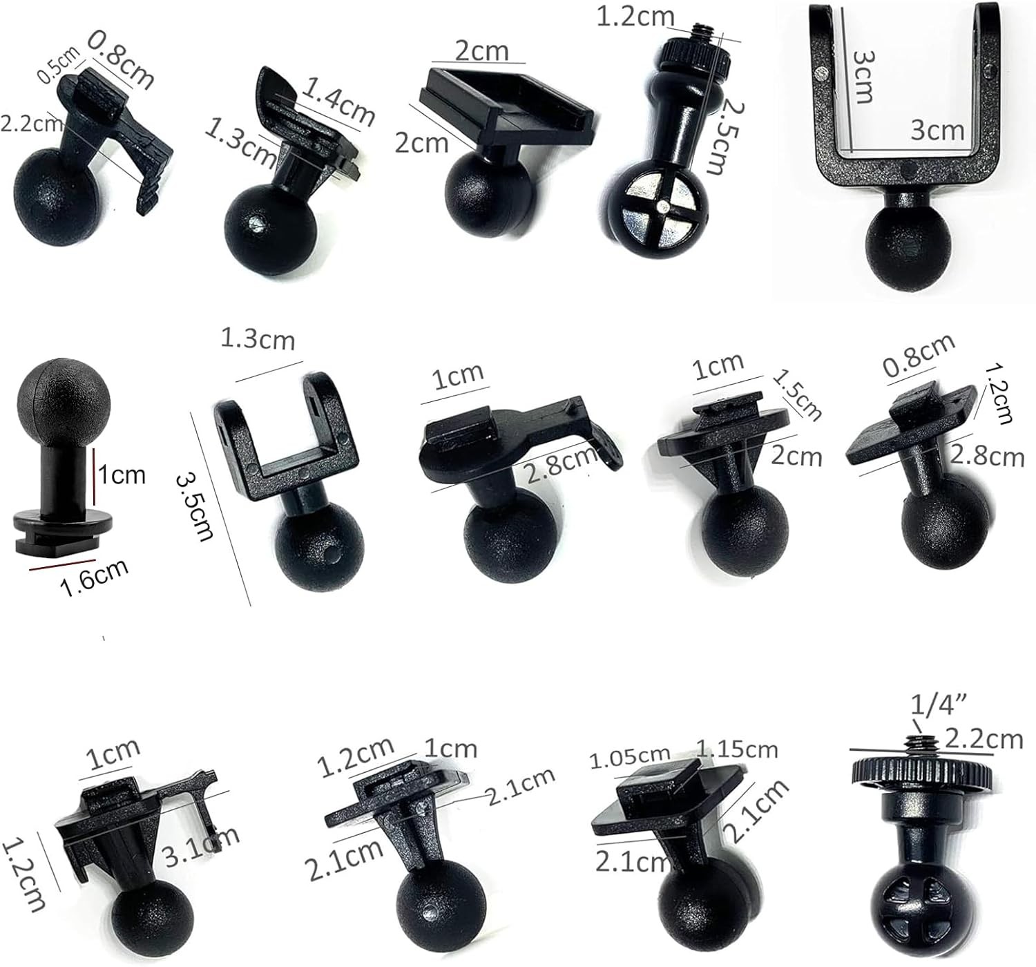 Dash Camera Suction Cup Mount Dashcam Mounts Holder with 14 Ball Joints Black