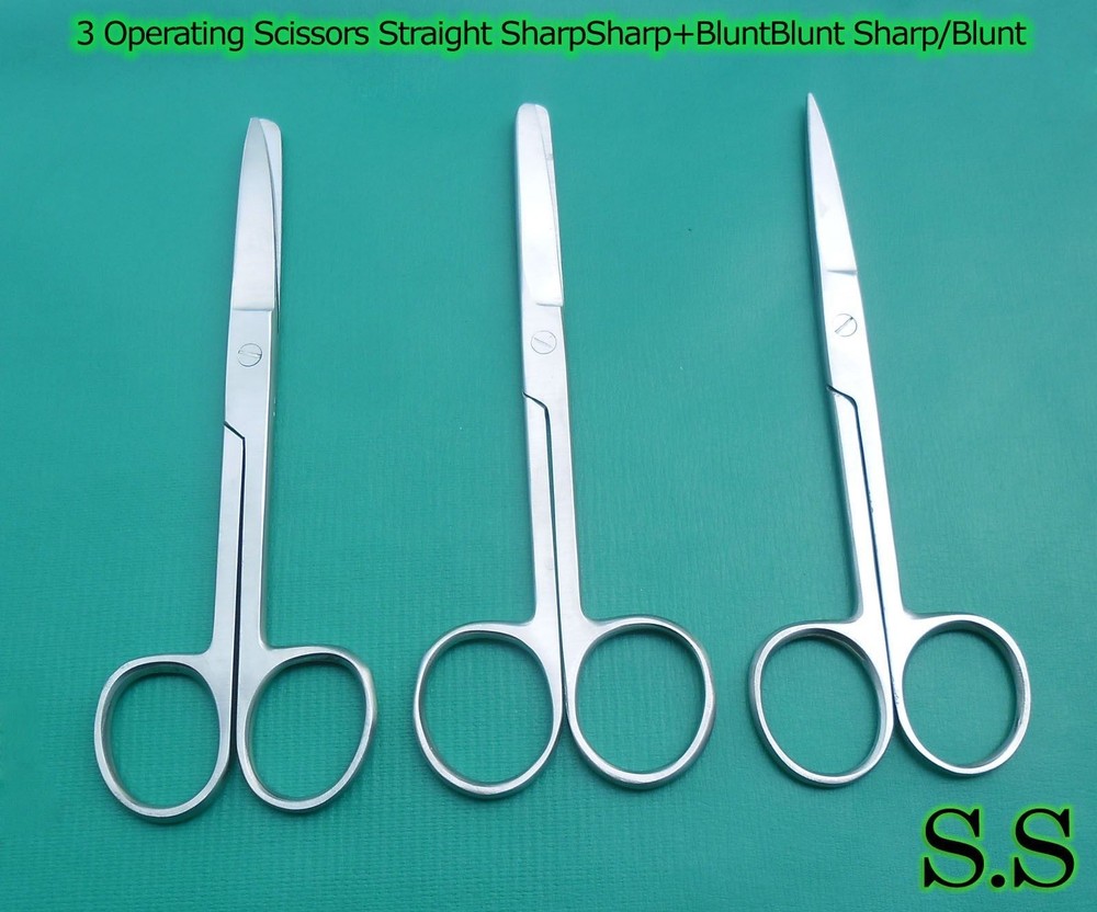 3 OPERATING DISSECTING SCISSORS 4.5"STRAIGHT BLUNT/BLUNT SHARP/SHARP BLUNT/SHARP