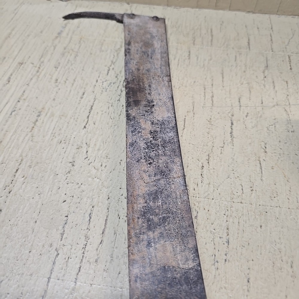 Vintage 18 Inch Hand Tool Hooked Blade Wood Handle Rustic Utility Tool