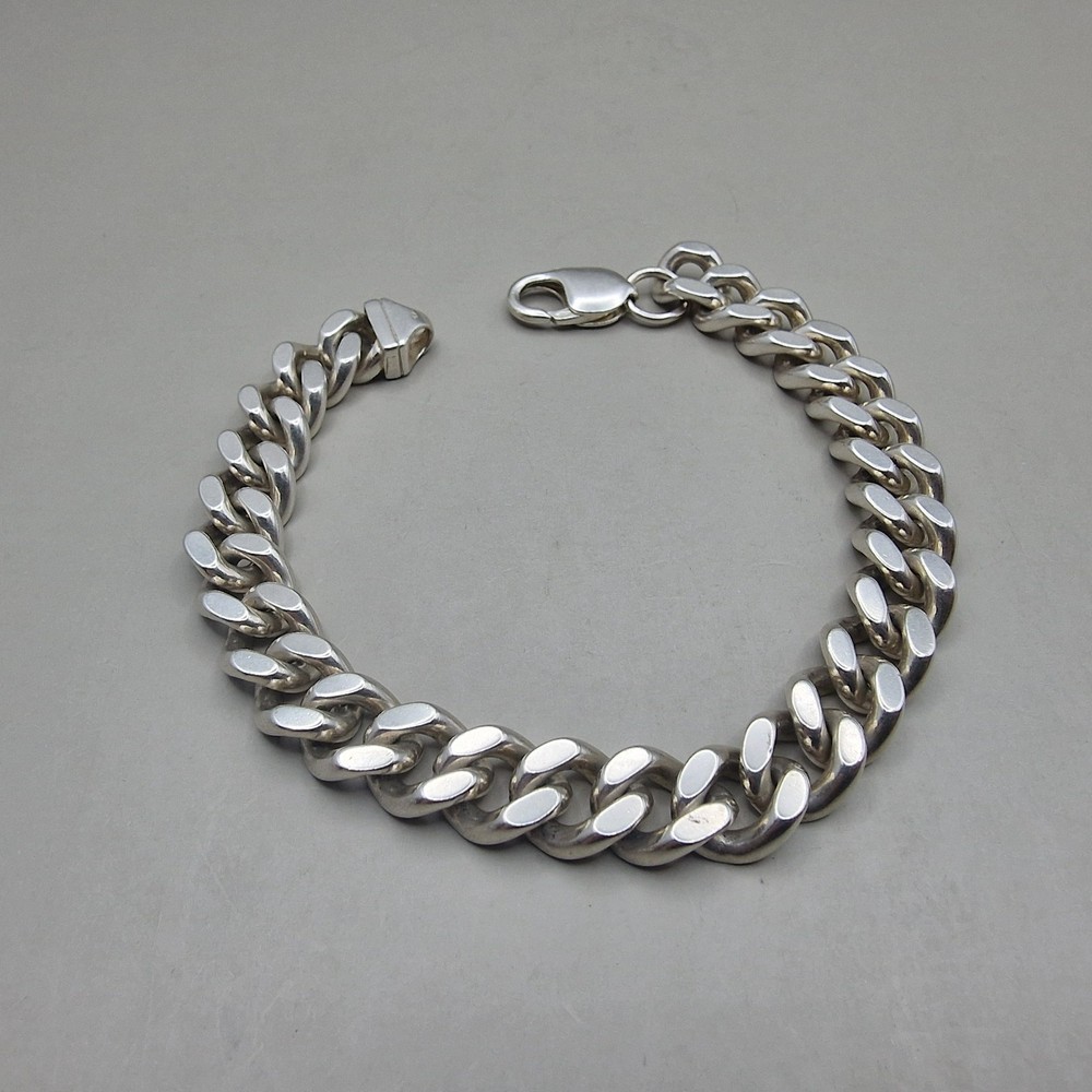 Sterling Silver Curb Link Bracelet – Solid 925 – Classic Heavy Chain