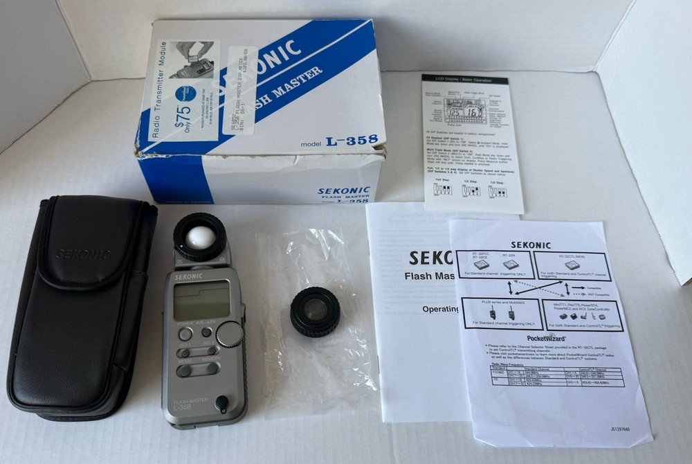 Sekonic L-358 Flash Master Digital Light Meter Silver Mint Condition