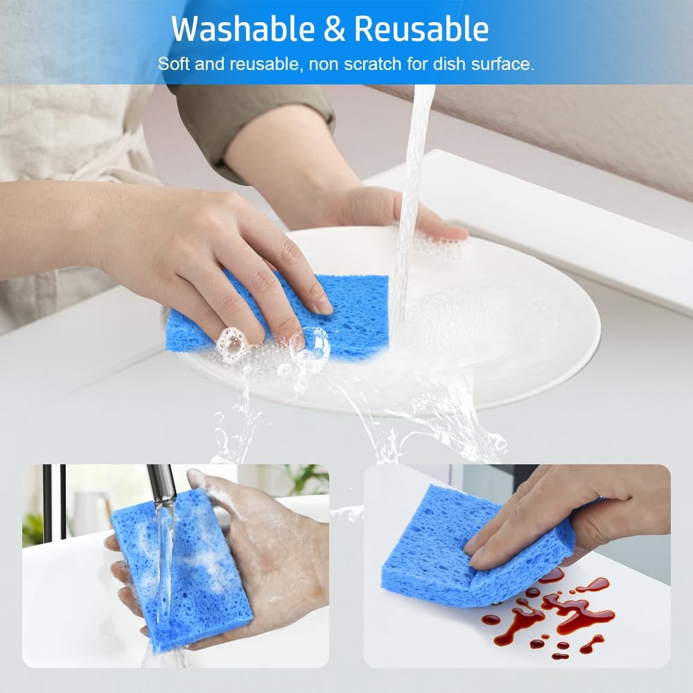 Mcyye 4PCS Compressed Kitchen Sponges for Household Use Zero Scratch Scrub Di...