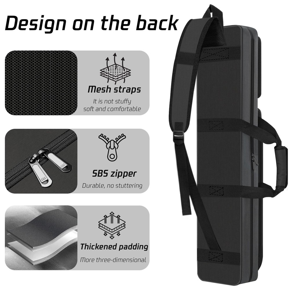 Pool Cue Case 5x5 - Soft Padded Multi-Pocket Billiard Backpack with Adjustabl...