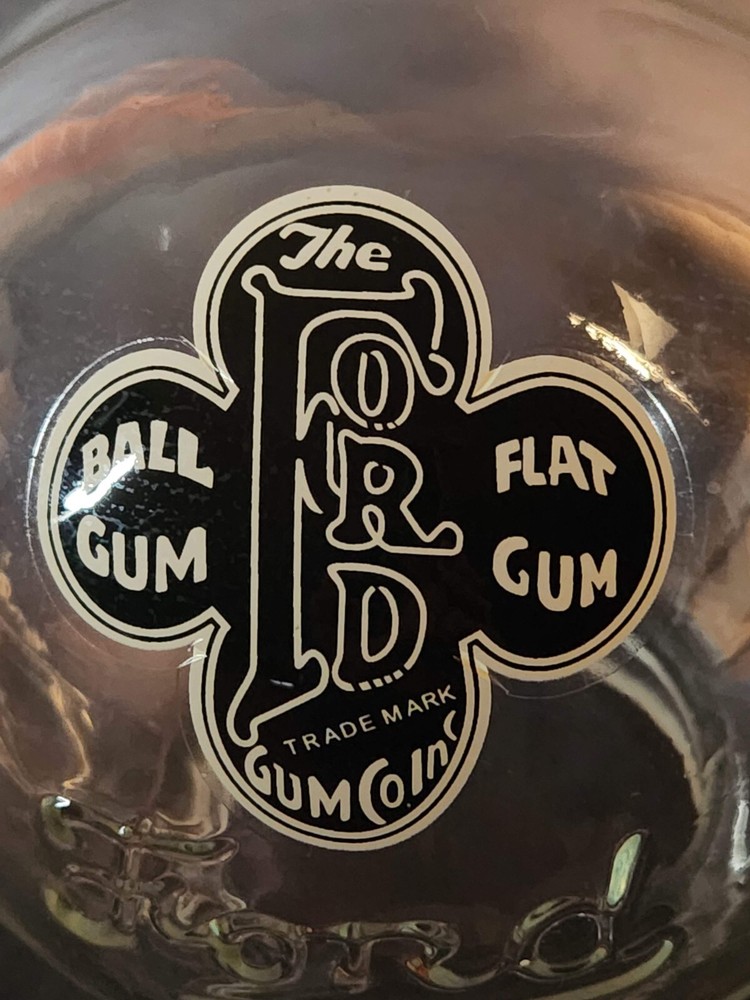 FORD "SCRIPT" EMBOSSED HAND BLOWN GUMBALL GLOBE, WITH DECAL