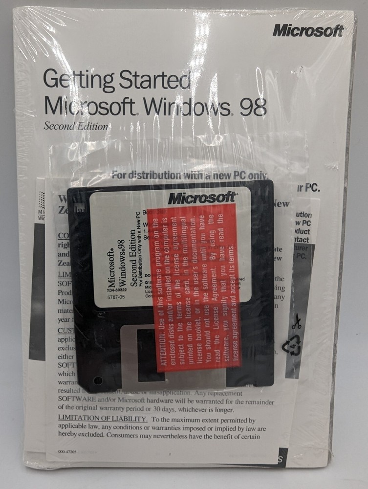 MICROSOFT WINDOWS 98 SE SECOND EDITION FULL OPERATING SYSTEM MS WIN 98SE =NEW=