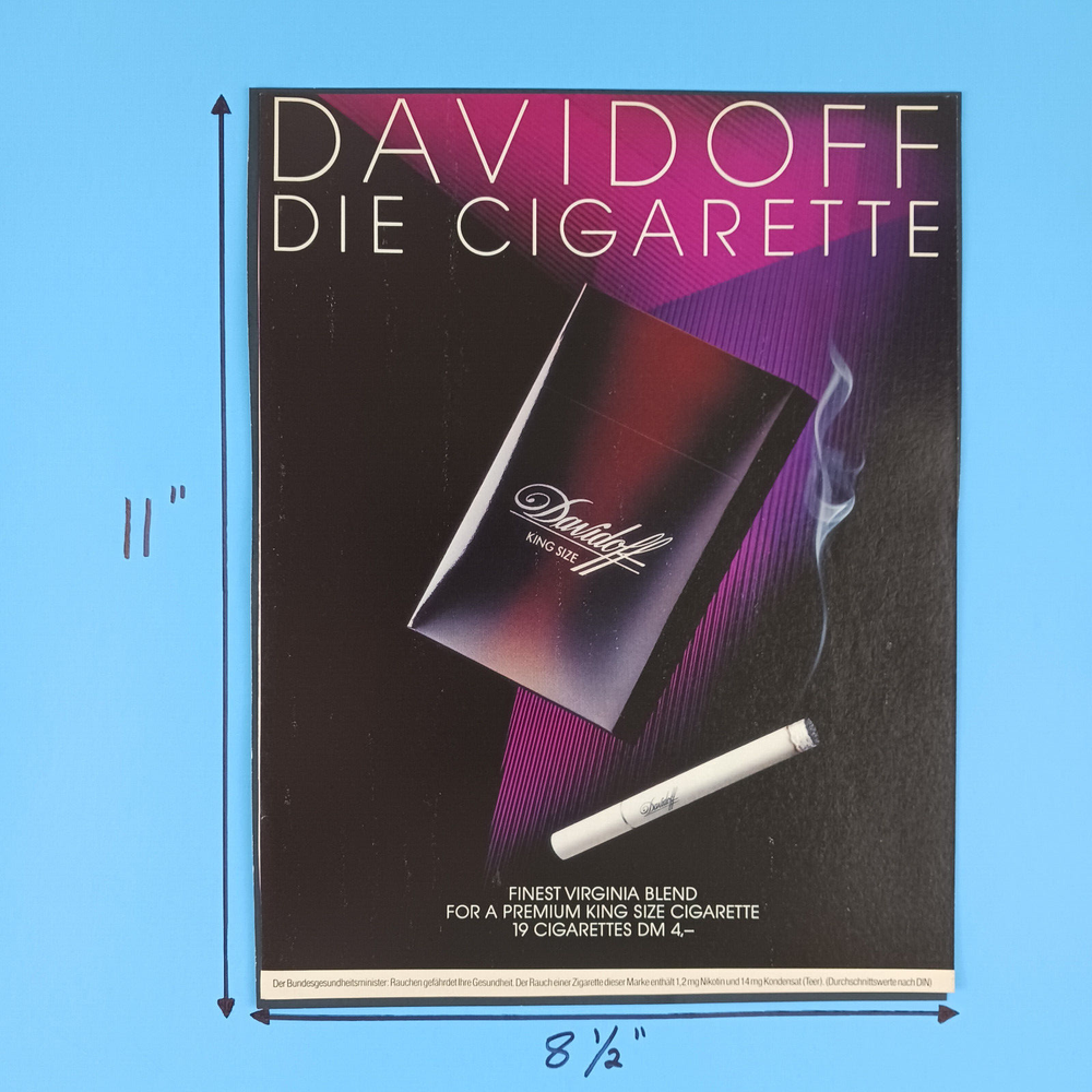 1988 Davidoff Cigarettes Print Advertisement