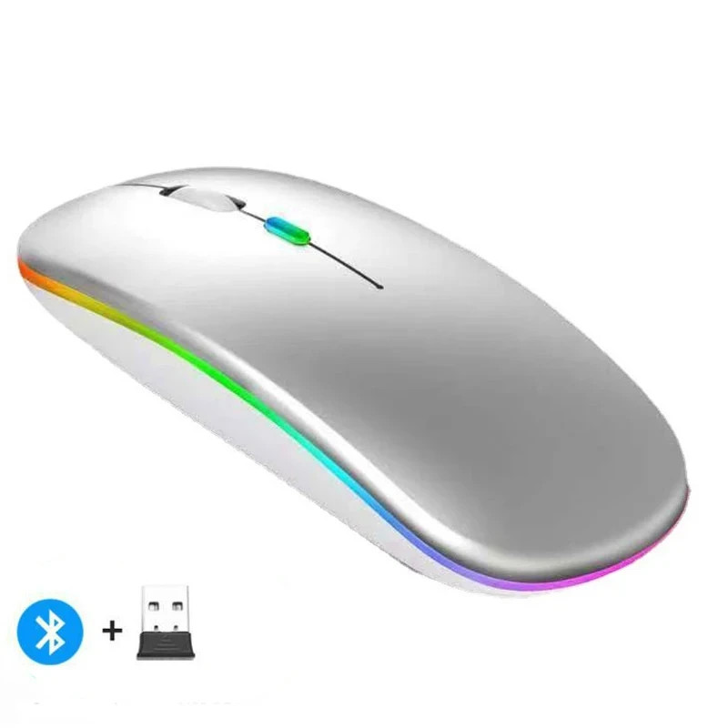 Wireless Mouse Rechargeable Silent LED Backlit Dual Mode 2.4G Bluetooth Optical