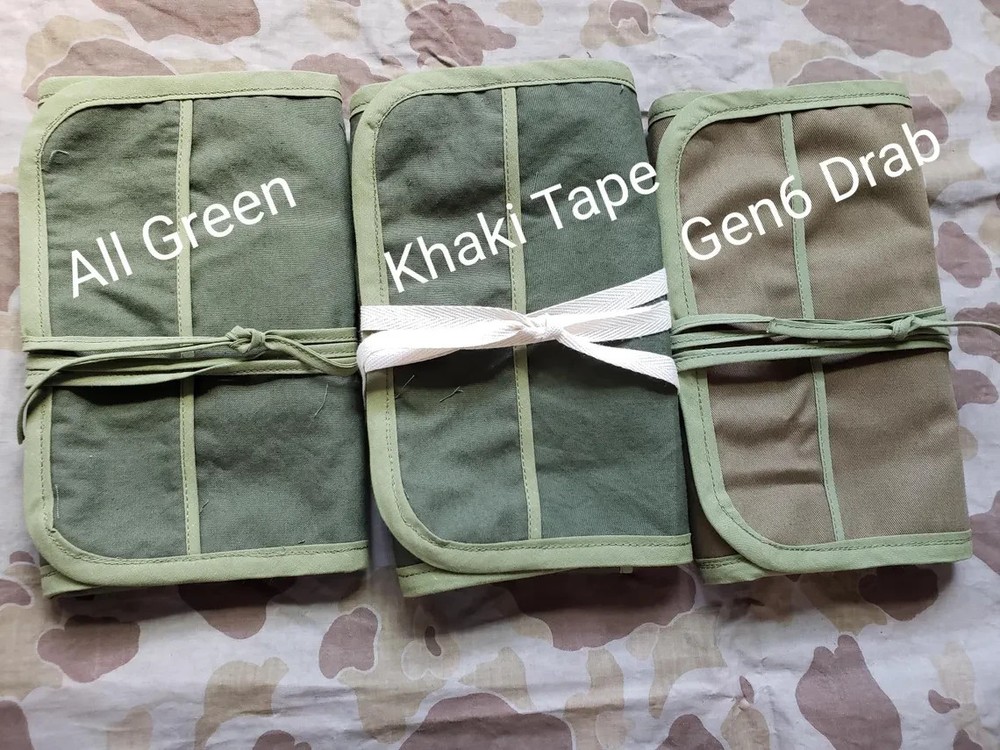 WWII US TOILETRY ROLL (empty). "ALL GREEN" Reproduction. NO Mirror