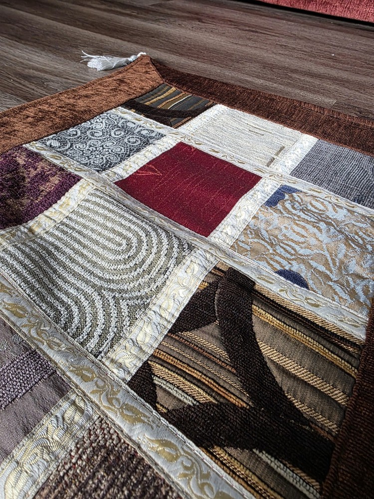 Handmade Patchwork Table Runner 56x19 Earth Tone Quilted Decor