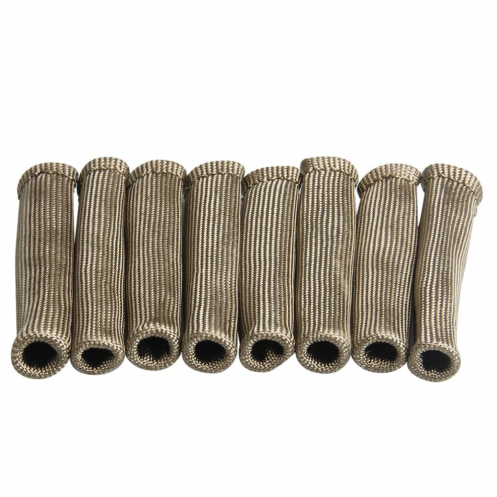8PCS 2500°F TITANIUM SPARK PLUG WIRE BOOTS HEAT SHIELD PROTECTOR SLEEVE SBC BBC