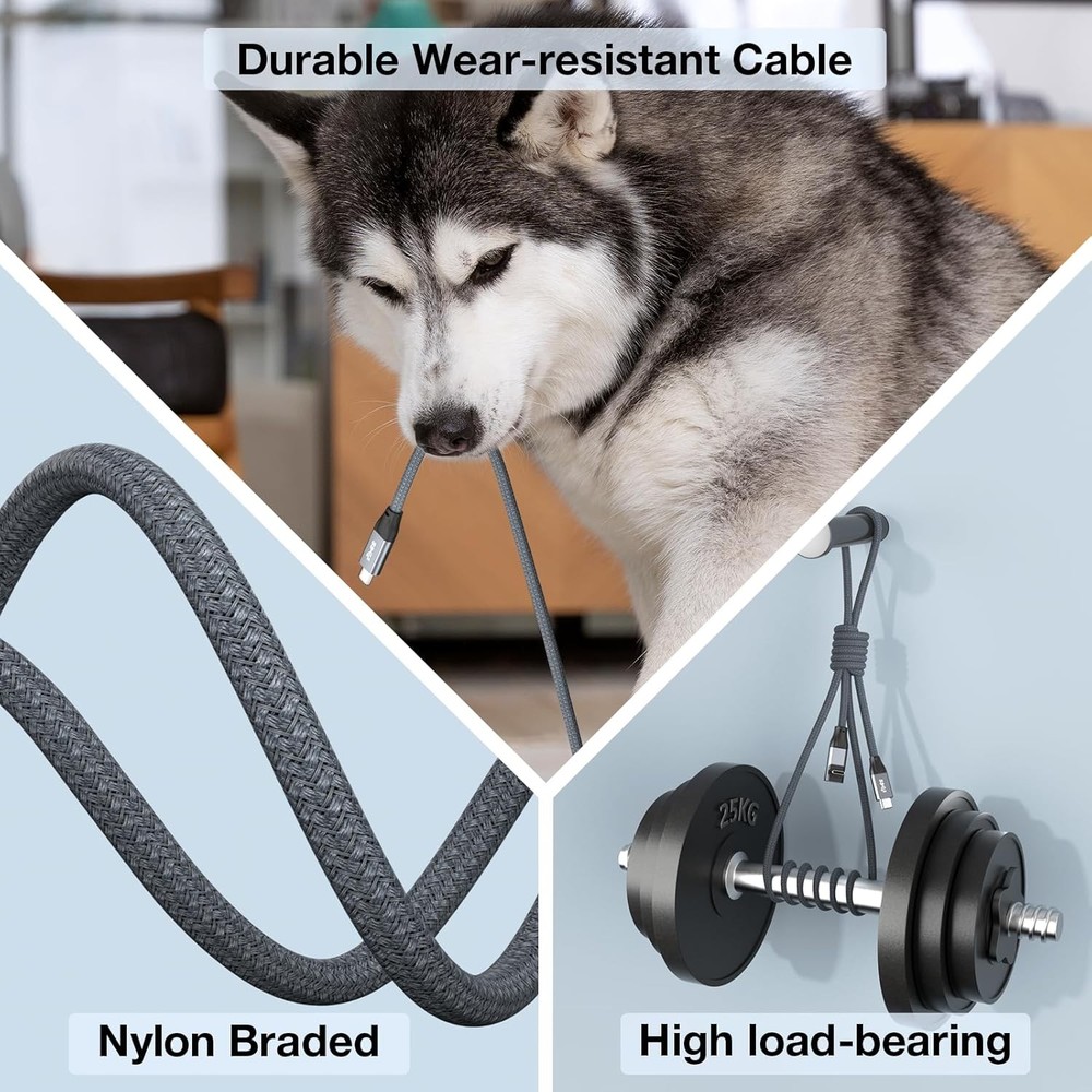 USB C to C Cable Right Angle 20Gbps Data Transfer 1.64 FT/Nylon Braided