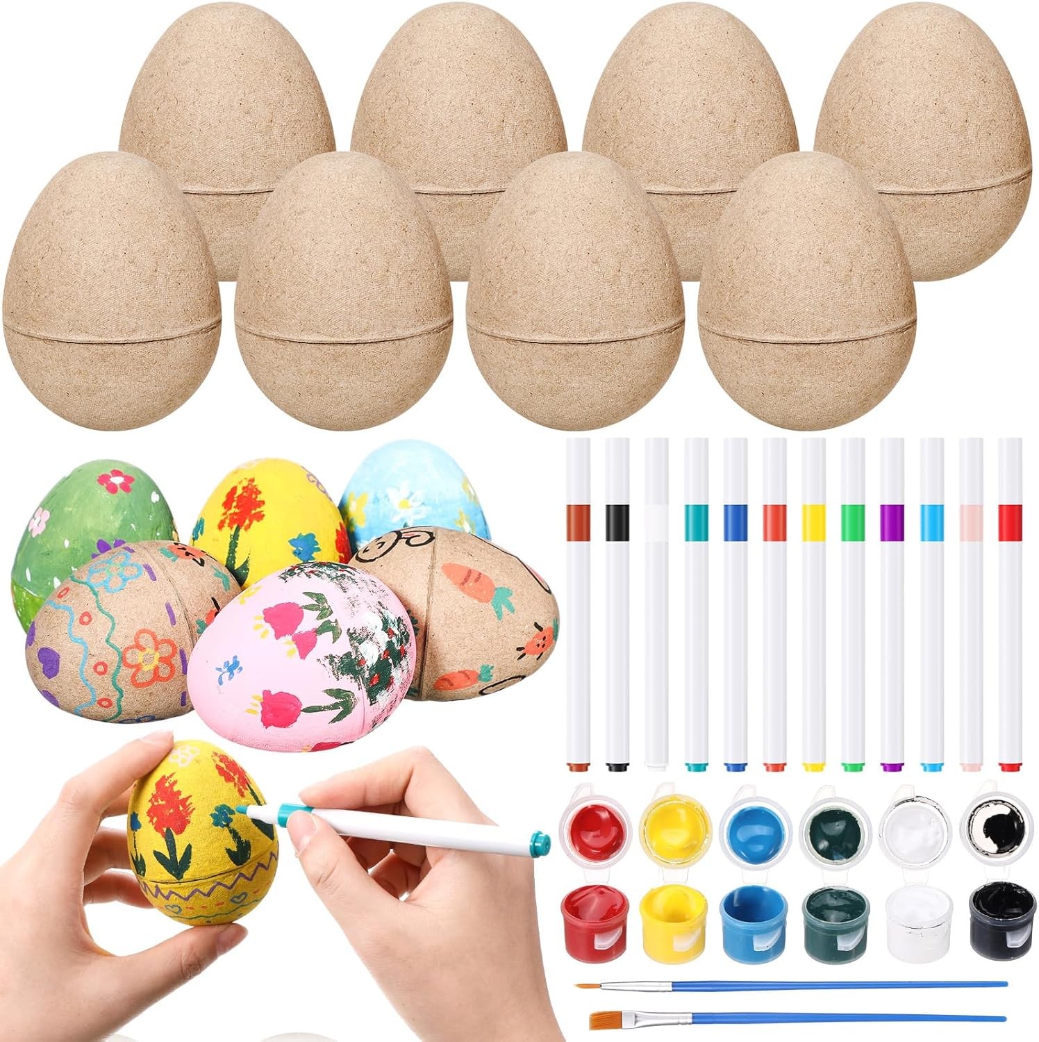 Halloscume 12 Set Paper Mache Easter Eggs Painting Kit 3 Inch Paint Your Own Egg