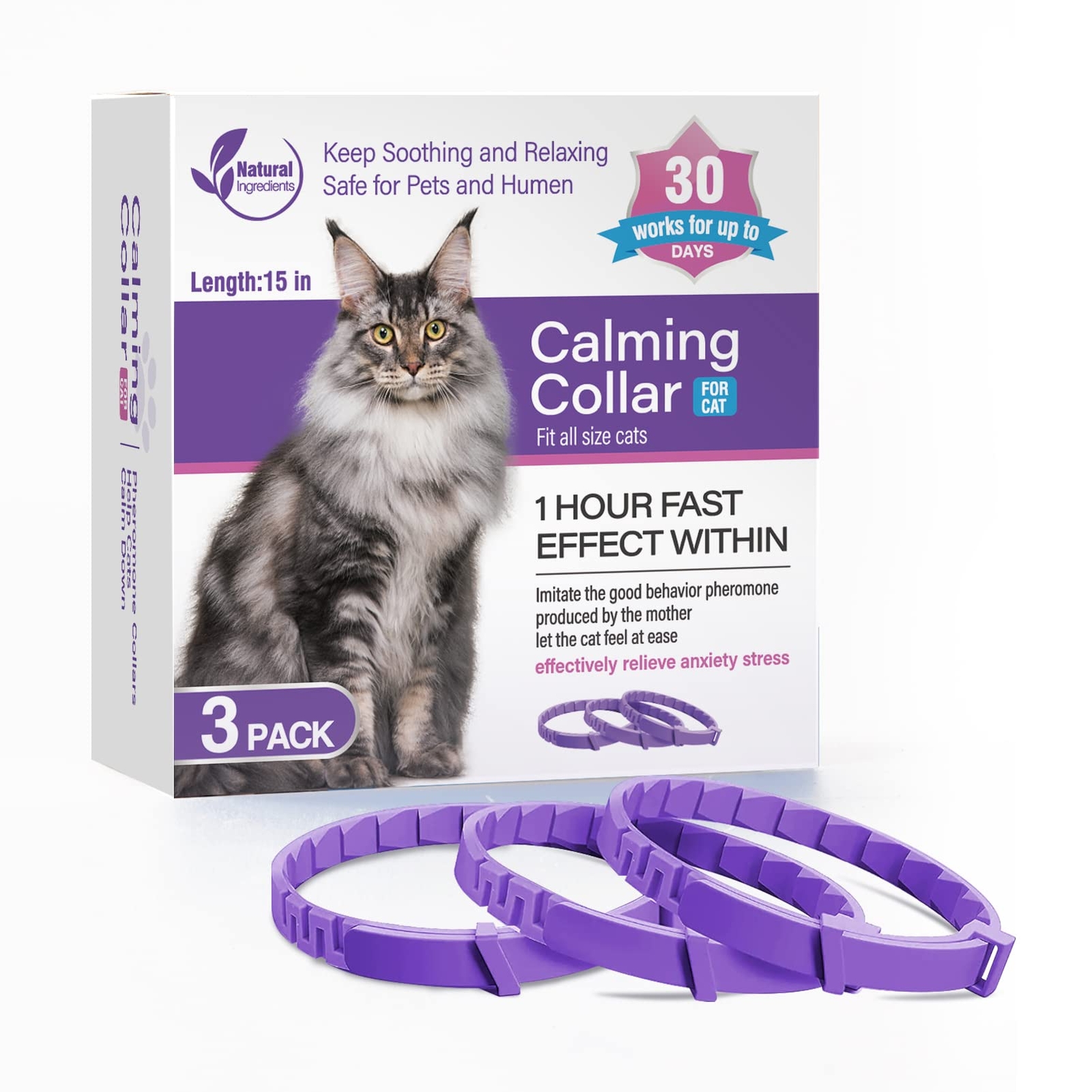 3 Pack Calming Collar Efficient Relieve Reduce Anxiety Stress Pheromones Calm