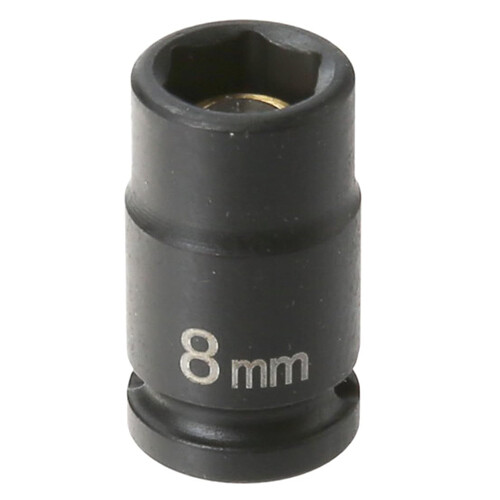 Grey Pneumatic 1/4" Drive x 8mm Magnetic Impact Socket, 6 Point