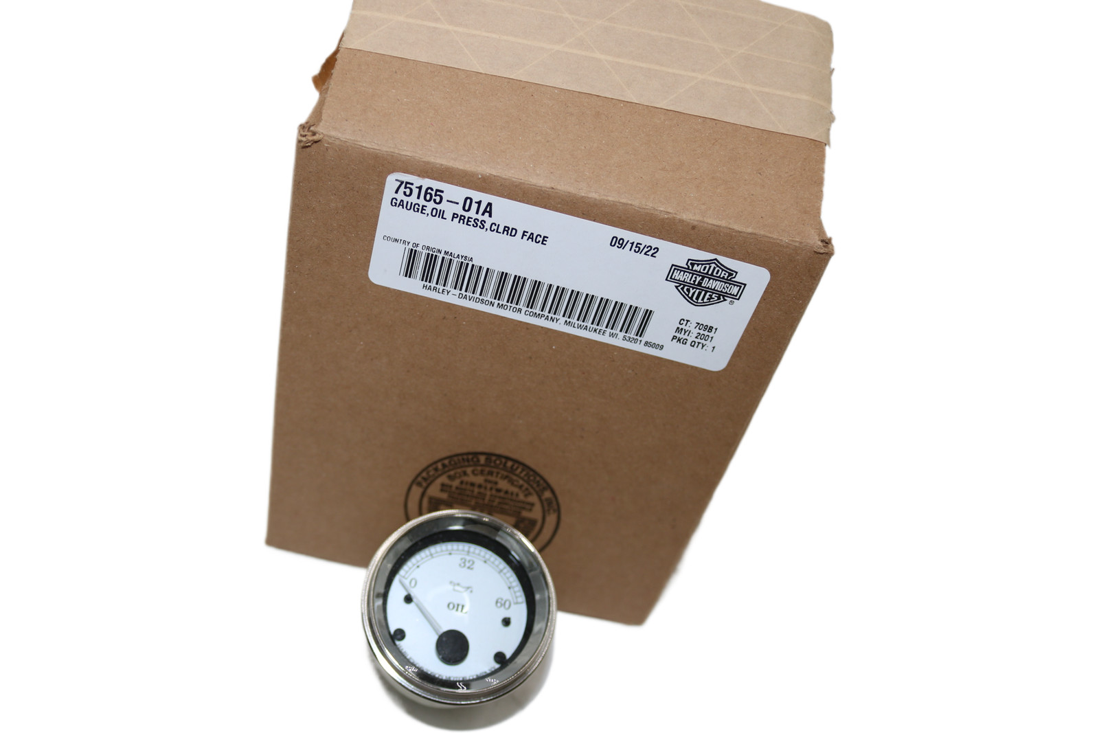 75165-01A NEW OEM 2004-2013 HARLEY-DAVIDSON TOURING OIL PRESSURE GAUGE SILVER