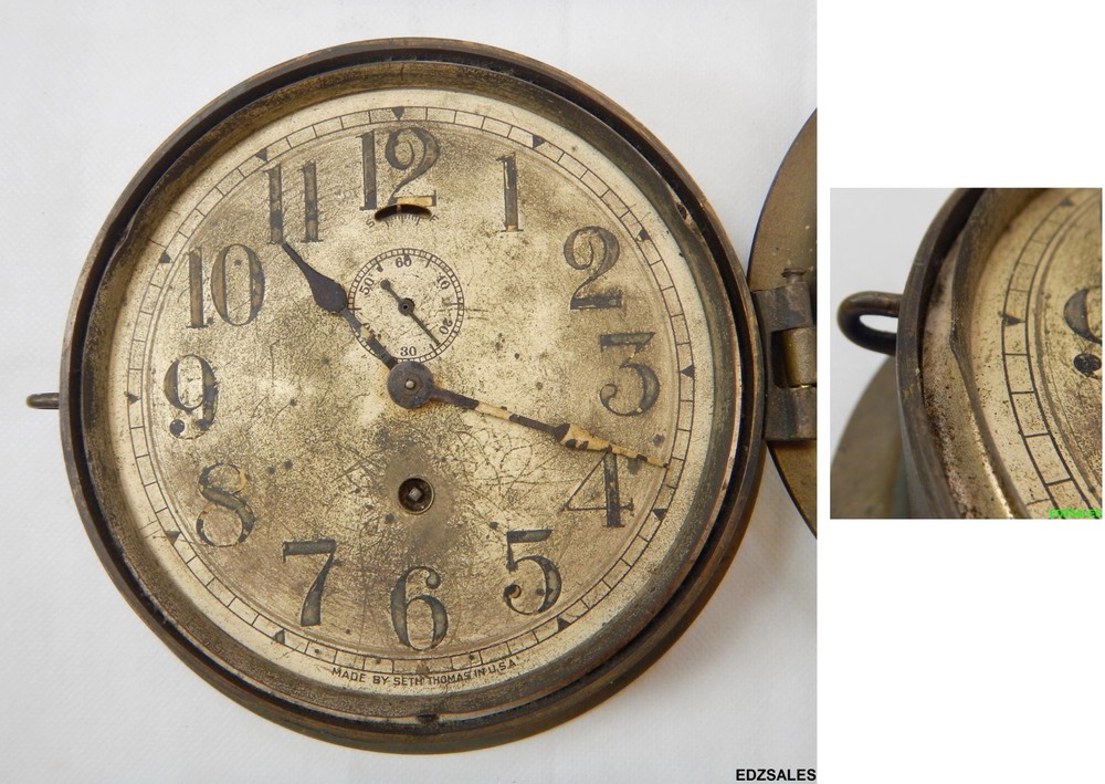 Vintage Seth Thomas 7" Brass Case Ship's Clock