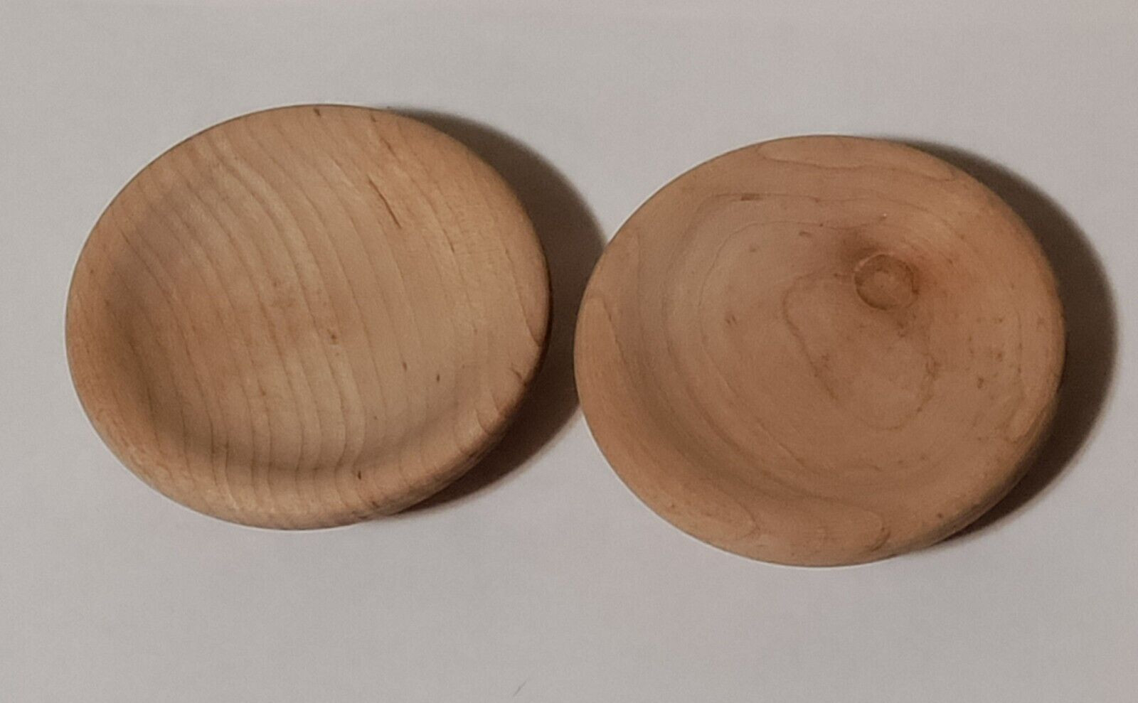 2 WADDELL 3" ROUND UNFINISHED MAPLE WOOD CABINET / DRAWER KNOBS, NO.11403 VTG