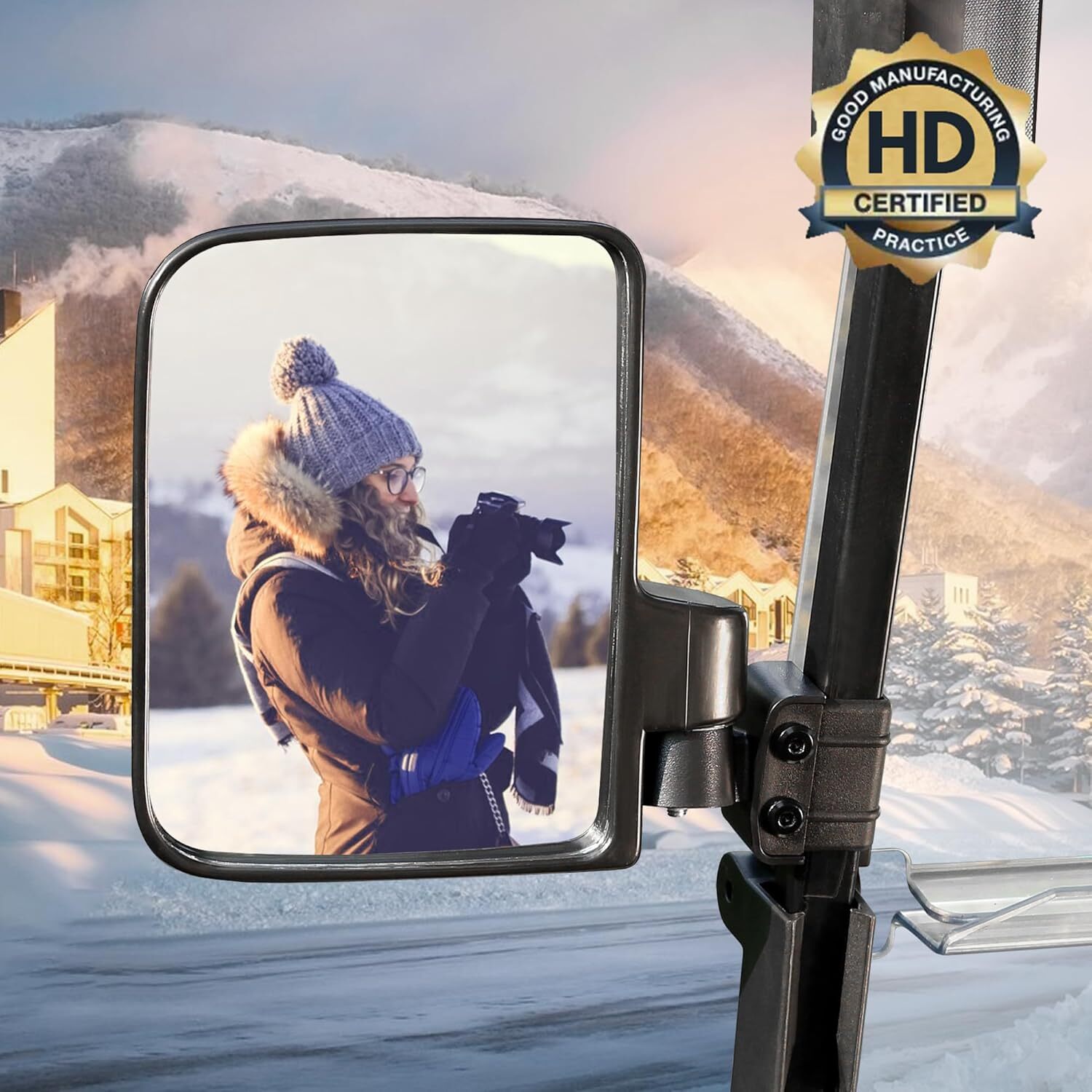 Universal Golf Cart Side Mirrors,No Drilling Rear View Mirror for EZGO Club Car