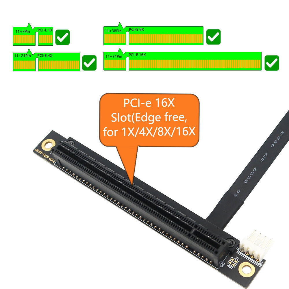 270 degree M.2(NGFF) Dual Key A-E To PCI-E 16X Adapter cable
