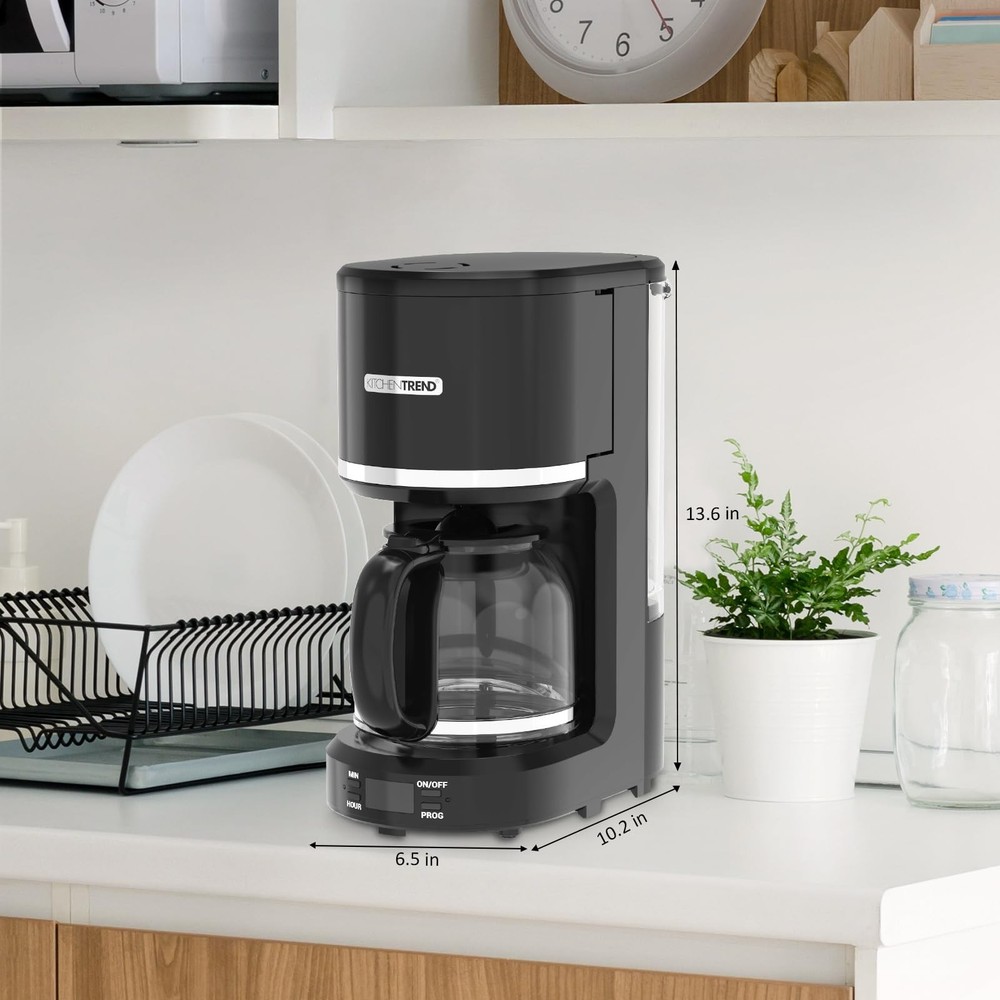 KITCHENTREND 10-Cup Programmable Coffee Maker Permanent Filter Removable W