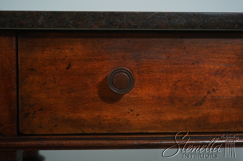 71957: HENREDON Acquisitions Walnut Finish Marble Top Server Console Table