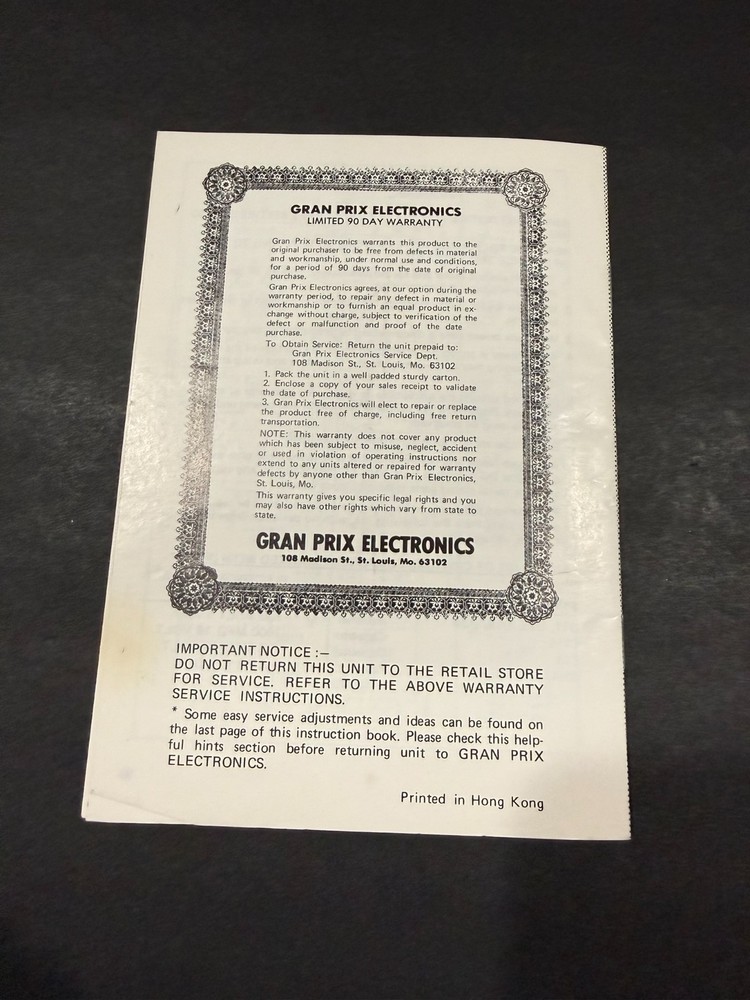 Gran Prix Electronics Mini Compo Stereo Instructions....Free Shipping