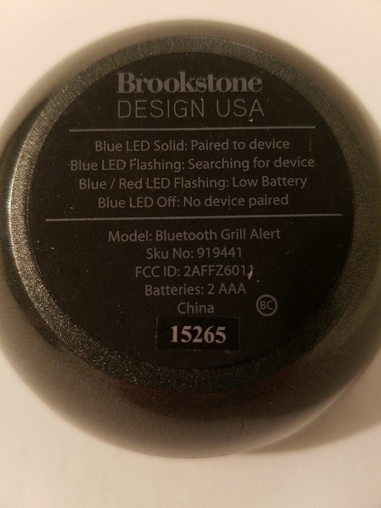 Brookstone Grill Alert Bluetooth Connected Thermometer App Controlled. Unit Only