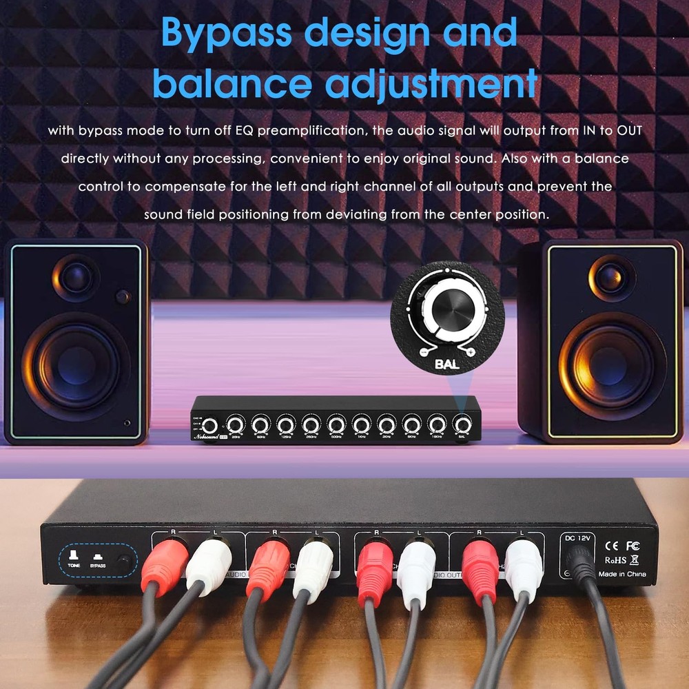 9Band Stereo Equalizer Preamp | HiFi Audio Processor with Tone Controls