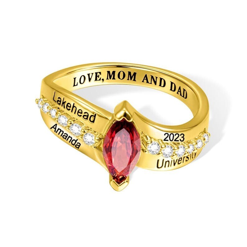 Personalized Graduation Ring 2023 | Custom Birthstone Class Ring | Ring For Her