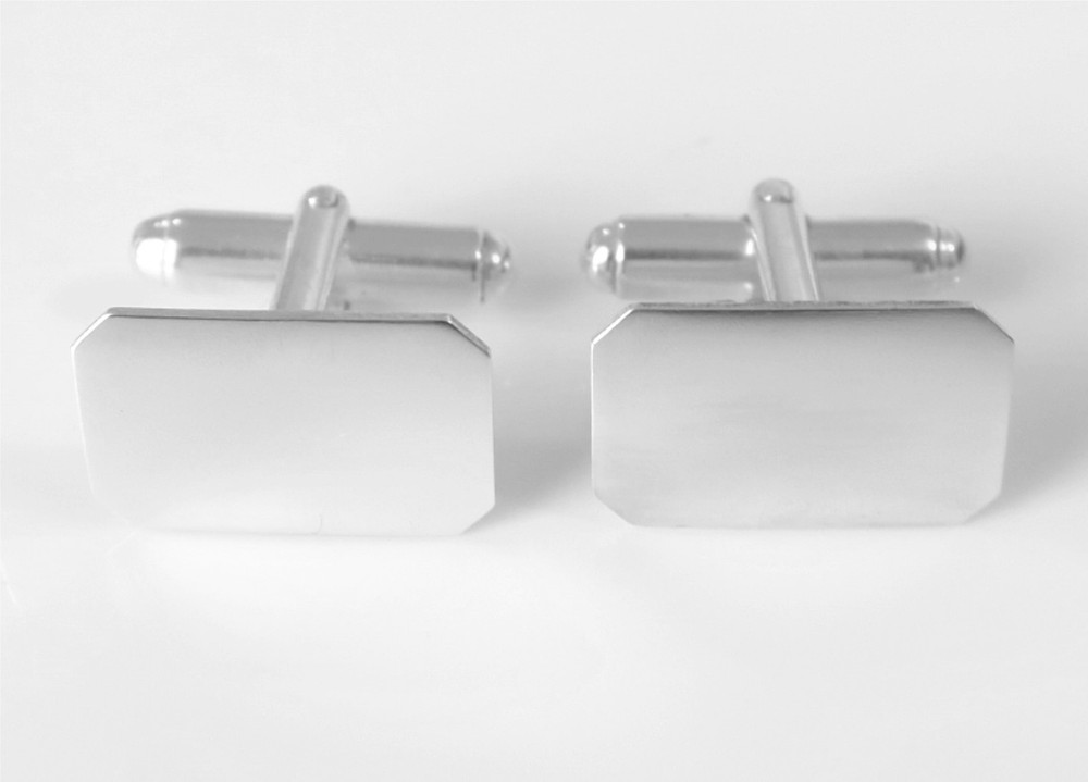 Solid 925 Sterling SIlver 17x11mm Rectangle Cufflinks Cuff Links Swivel Back